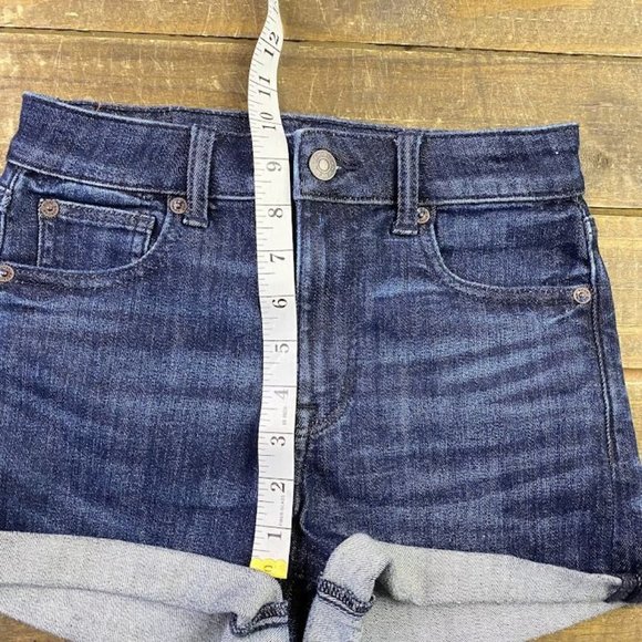 American Eagle Next Level Stretch Super Hi-Rise Shortie Cut Off Shorts Size 0 - Picture 7 of 10